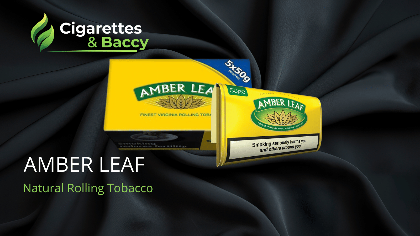 Amber Leaf Rolling Tobacco 50g x 5– Premium product and pack view